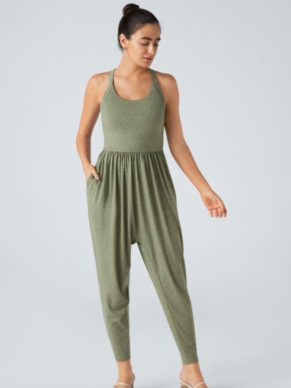 HALARA Olive Green Racerback Jumpsuit